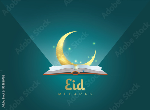 Eid Mubarak Islamic education background template vector Illustration.