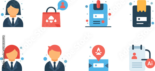 Set of 6 business icons vector