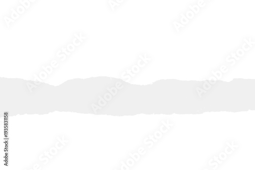 Detailed white torn paper strip with rough jagged edges isolated,Soft white abstract layered shape with minimal texture.