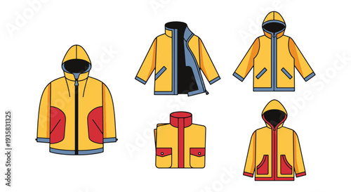Rain Jacket Line art vector modern color design illustration