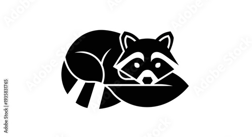 Stylized raccoon icon on white background