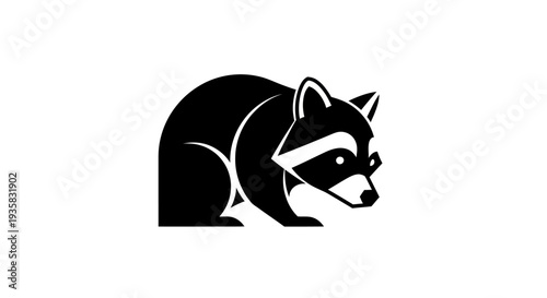 Stylized raccoon silhouette on white