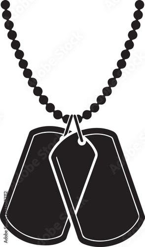 Military dog tags silhouette vector illustration for identity and soldier commemoration