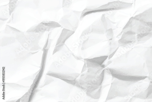 White crumpled paper texture with shadows and creases.Abstract wrinkled paper background for minimalist design.