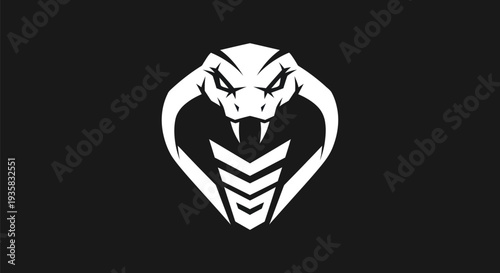 Stylized snake head icon on black