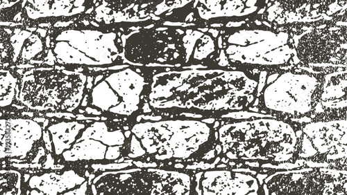 Old stone wall texture grunge rough surface pattern with cracked and weathered bricks for background or design