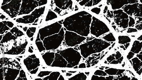 Black and white cracked marble texture background abstract natural stone surface pattern with irregular fracture lines