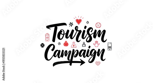Tourism campaign text on white