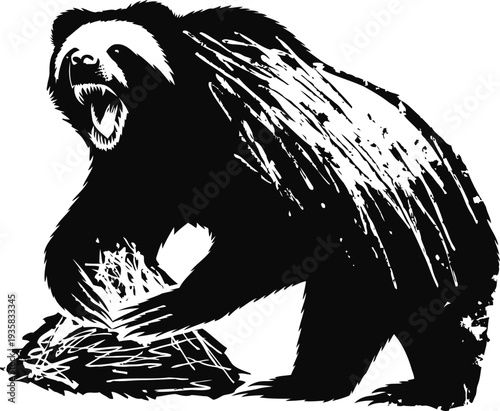 fierce porcupine standing with quills raised, defensive posture showing sharp spines and aggressive expression