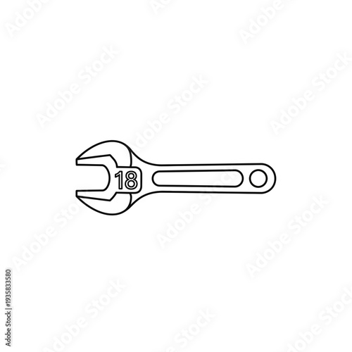 Open End Wrench Icon Line Art Illustration for Mechanic and Repair Work