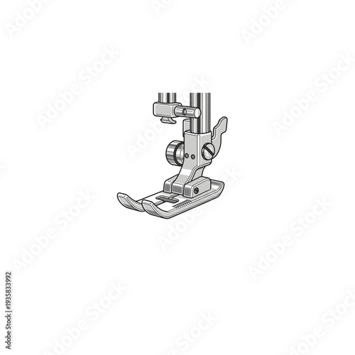 Sewing Machine Presser Foot Attachment Technical Outline Illustration
