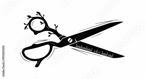 Creative scissors with organic branches and leaves forming the handles