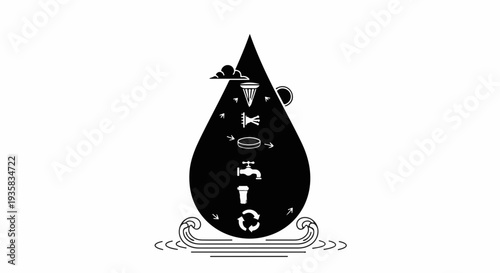 Symbolic water drop illustrates concepts of conservation and resource management