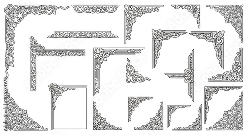 Collection of Decorative Corner Ornaments and Borders.