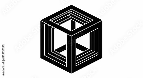 Abstract geometric illusion of nested cubes creating an impossible perspective.