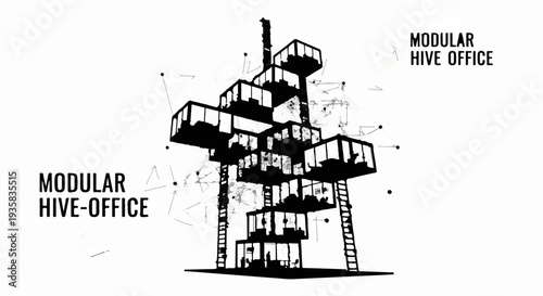 Innovative modular office building design with stacked, interconnected units