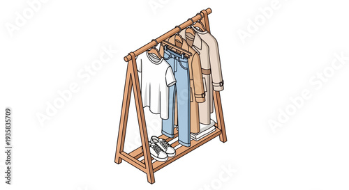 Clothing Rack Fashion Apparel Display Illustration