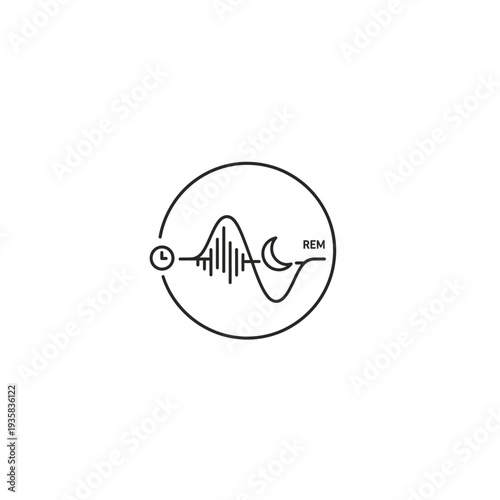Sleep Cycle & Brain Waves Monochromatic Icon for Rest and Research