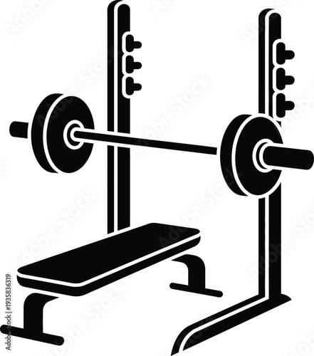 A weight bench with a barbell on it