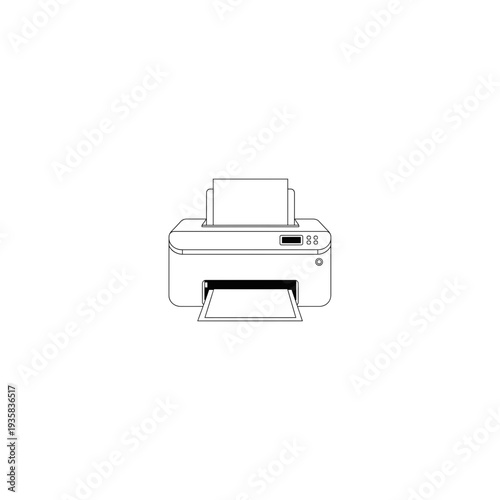 Desktop Inkjet Printer Line Art Illustration for Office and Home