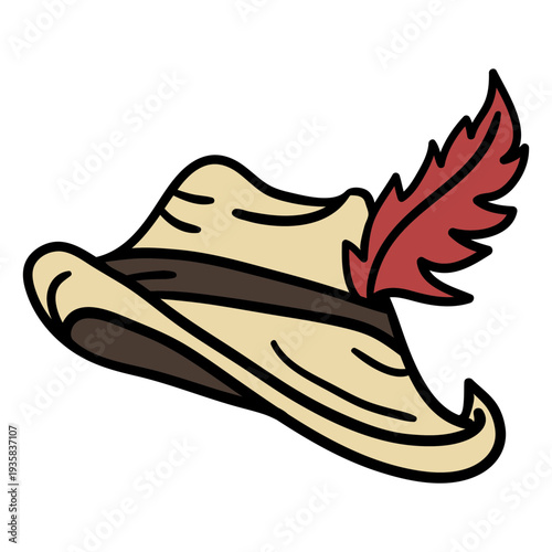 Coloured tyrolean hat austrian costume handdrawn