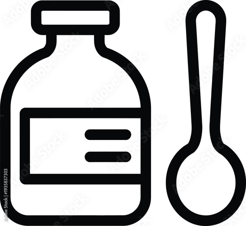 Medicine bottle and spoon