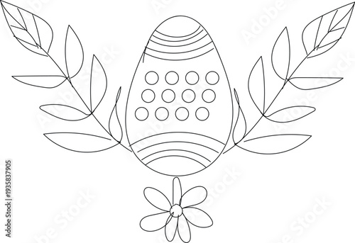 Easter sunday egg decorating and spring florals illustration
