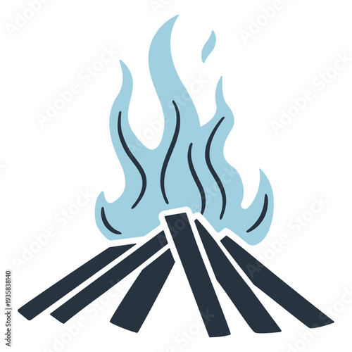 Blue doodle bonfire illustration