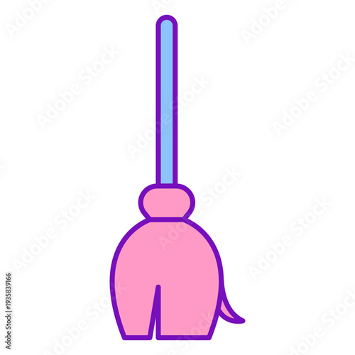 Magician colored broom flat
