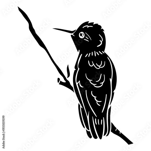 Bird perching illustration black