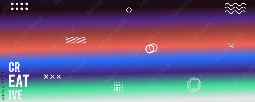 Fototapeta premium Abstract colorful gradient with geometric shapes on transparent background