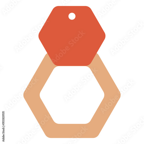 Hexagons leather earring flat