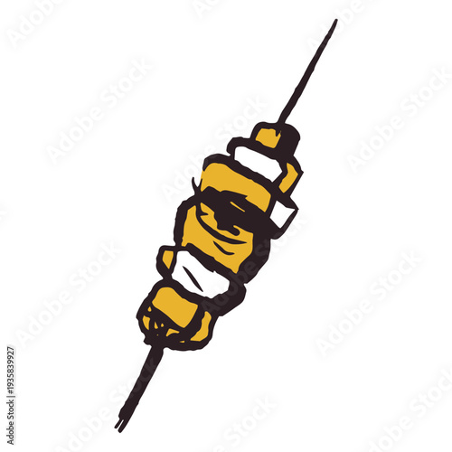 Brush stroke skewer yellow icon