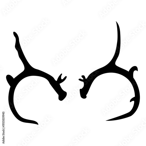 Curve deer antler silhouette