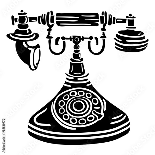 Hand drawn classic rotary phone front stencil