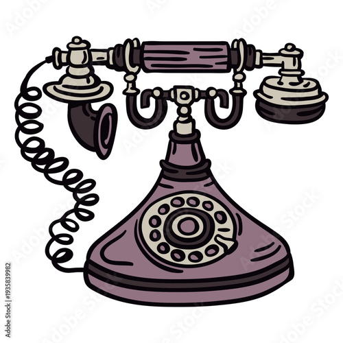 Hand drawn classic rotary phone front
