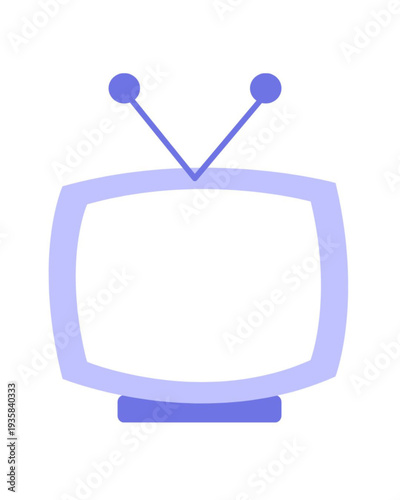 Retro style television with antennae on white background