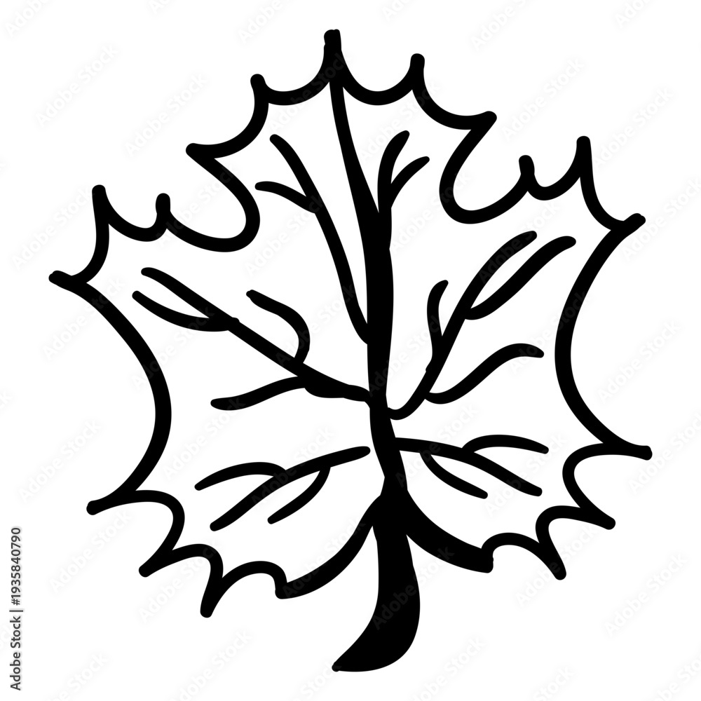 Naklejka premium Hand drawn stroke maple leaf