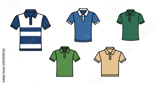 Polo Shirt Line art vector soft tone color illustration