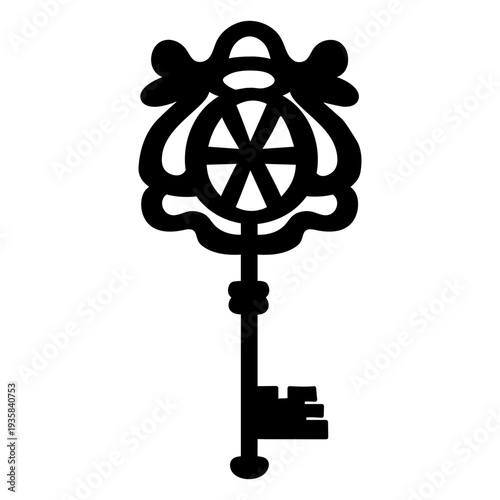 Hand drawn ornate key silhouette
