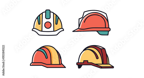 Safety Helmet Line soft tone color vector