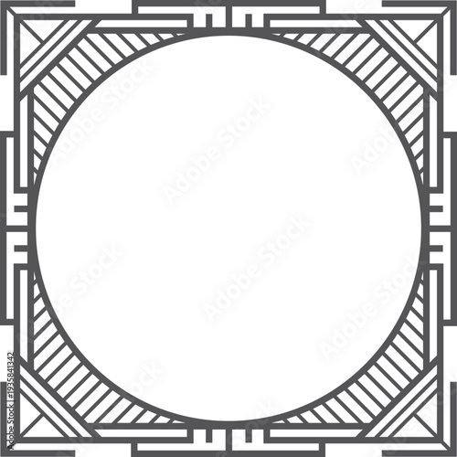 Decorative square frame in retro modern line style