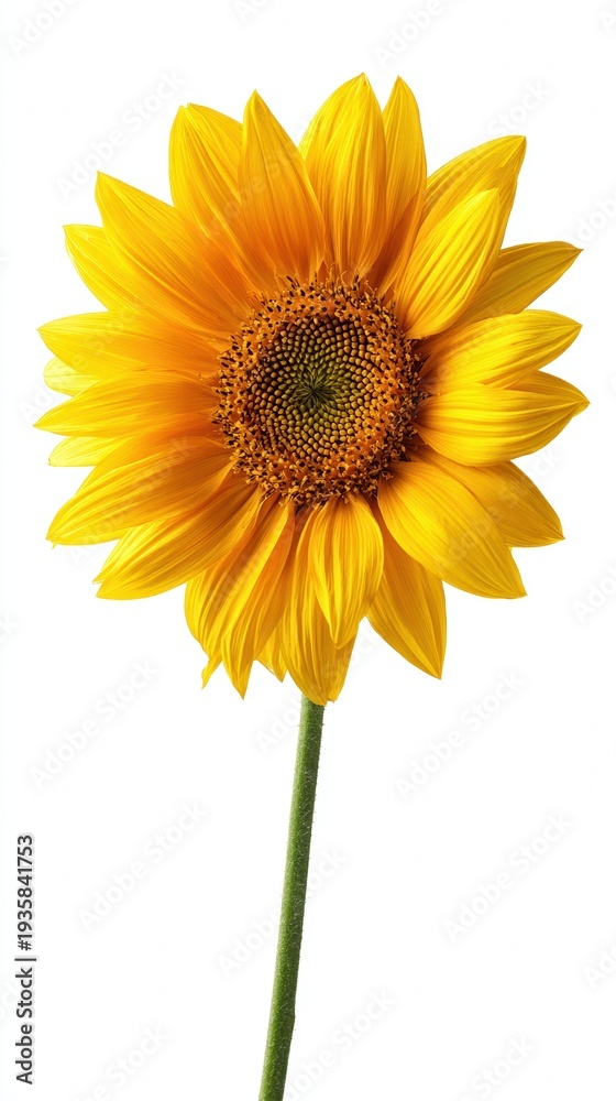 Naklejka premium bright yellow sunflower isolated on white background detailed garden flower for summer decoration and botanical design