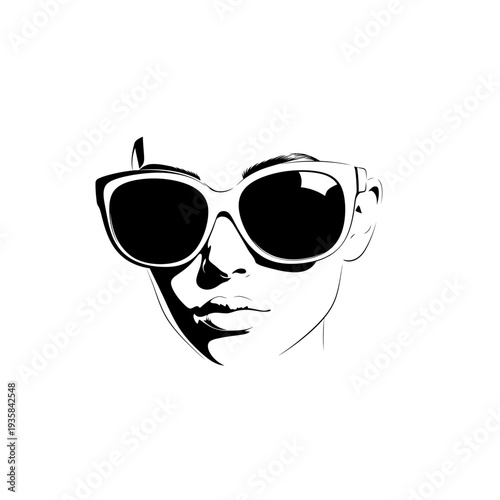 High Contrast Silhouette Illustration of a Woman in Fashion Sunglasses