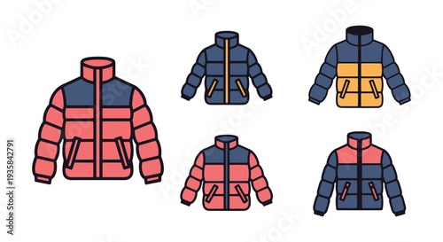 Puffer Jacket Line art vector minimal abstract style