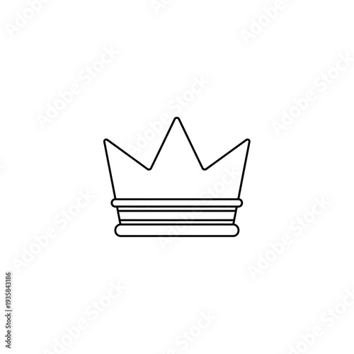 Simple King Crown Line Art Icon for Royalty and Success Concepts