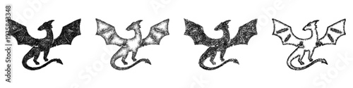Sketch wyvern icon design set