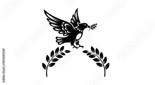 Flying dove with olive branch vector