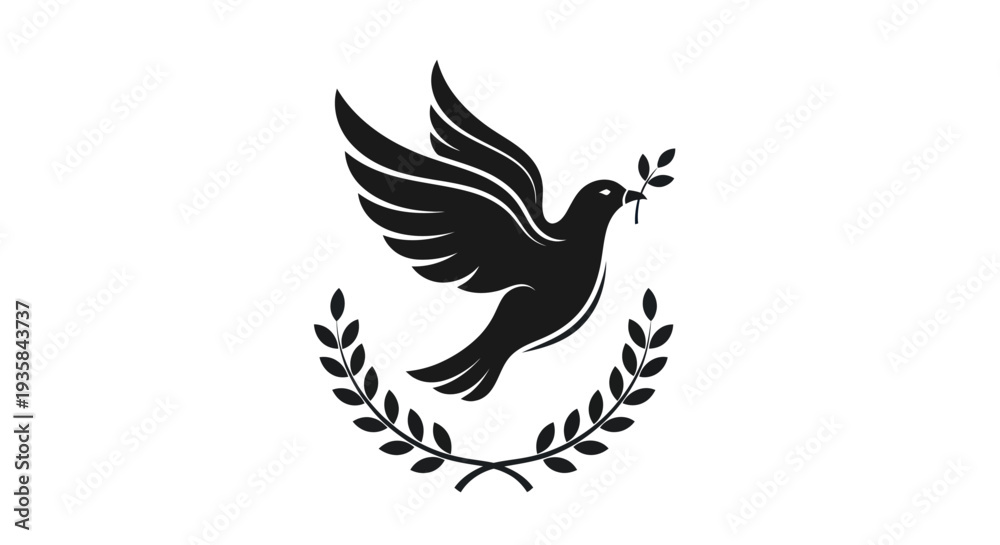 Obraz premium Flying dove with olive branch vector
