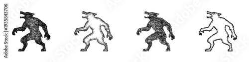 Sketch werewolf icon design set